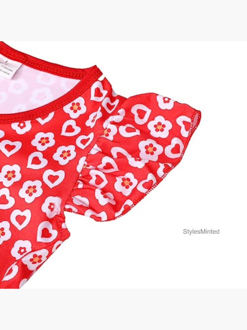 Kids Flutter Sleeve Ruffle Bottom A-Line Dress Back to School - Picture 3 of 6